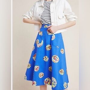 Anthropologie-Conversations Blue Floral Dot Skirt, 100% cotton, limited series